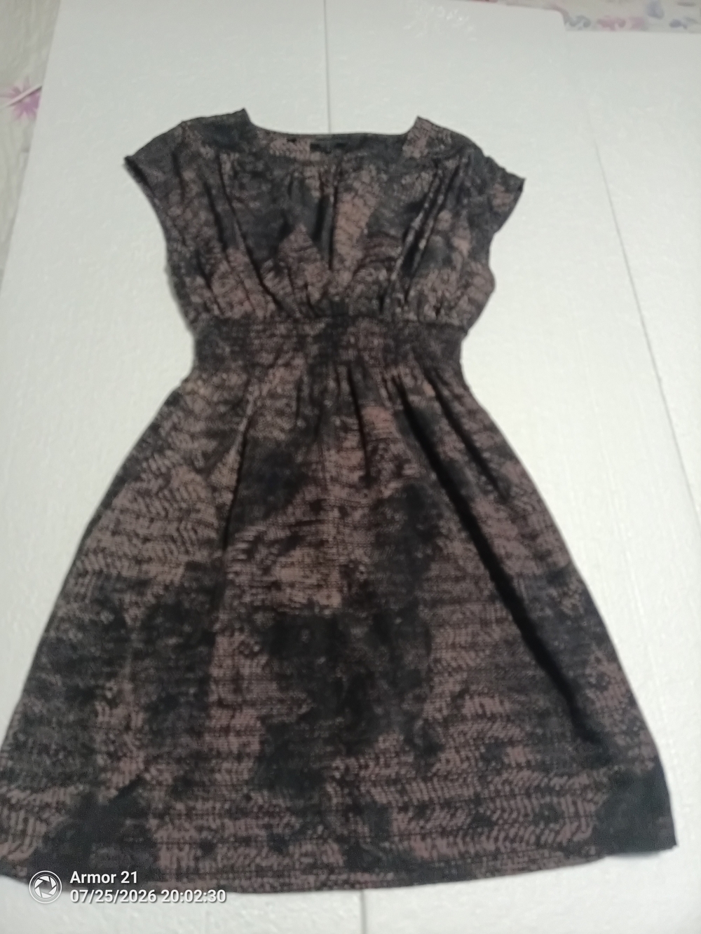 Guess Brown and Black Printed Midi Dress